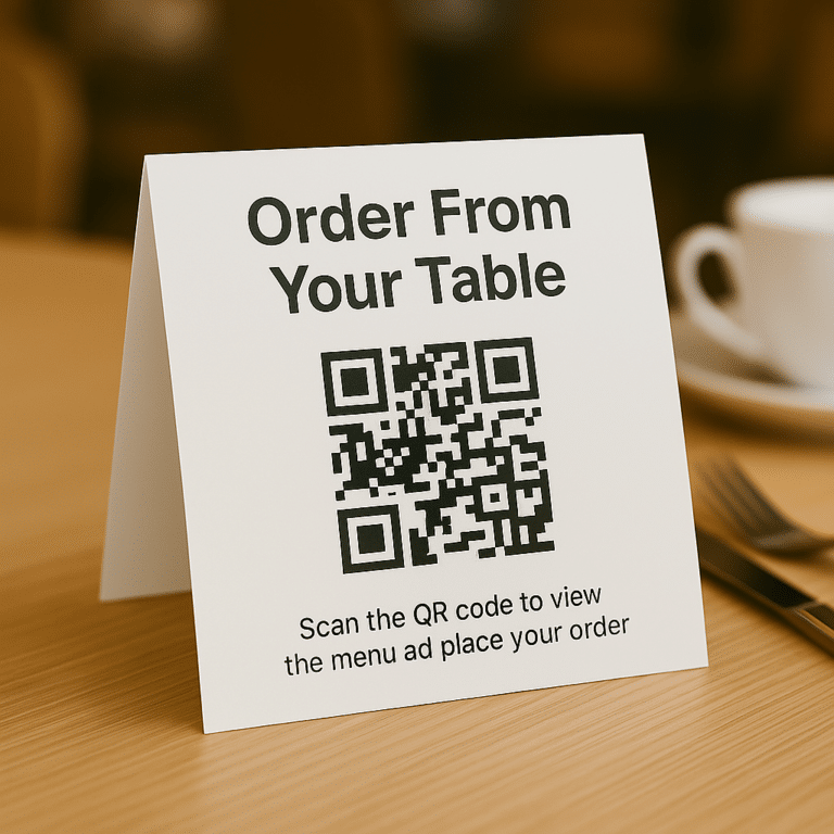A place card on a restaurant table