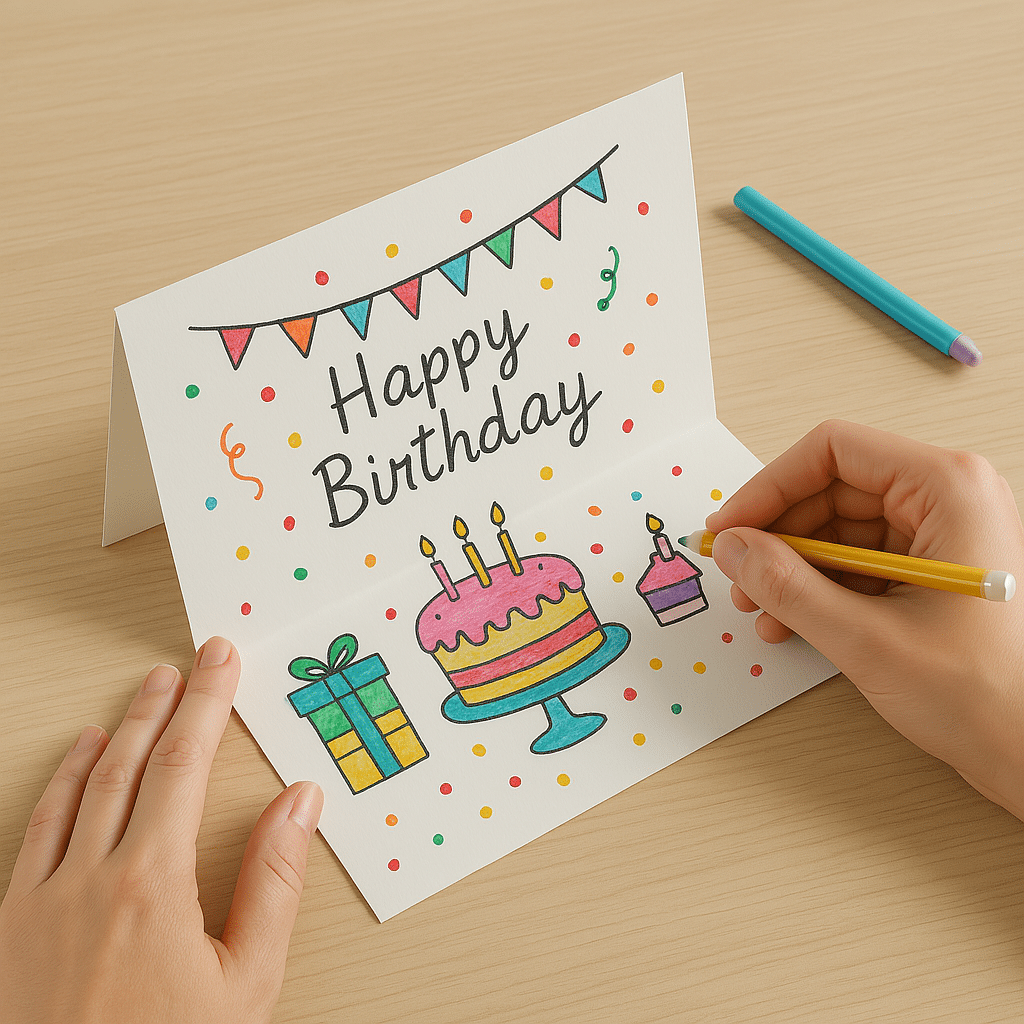 A4 scored card sheet printed and folded into small menu cards