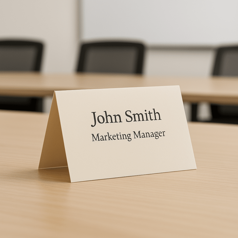 Tent card on an office meeting room table