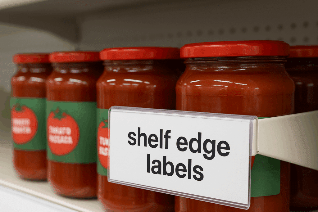 Tins on Shelf with Label